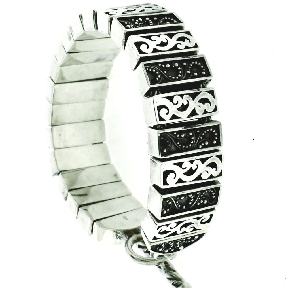 New Sterling Silver Wide Antique Finished Bracelet